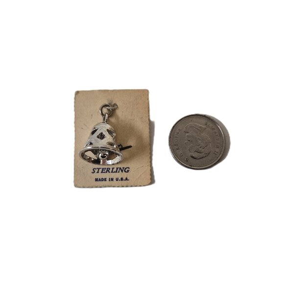 VTG Sterling Silver Bell Charm – Made in USA, 1950s Working Ringing Pendant Xmas - Picture 2 of 4